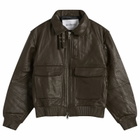 Deadwood Men's Wingman Leather Bomber Jacket in Brown