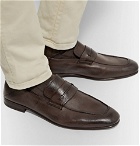Ermenegildo Zegna - L'Asola Collapsible-Heel Textured-Leather Penny Loafers - Men - Dark brown