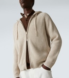 Arch4 Hooded ribbed-knit cashmere zip-up cardigan