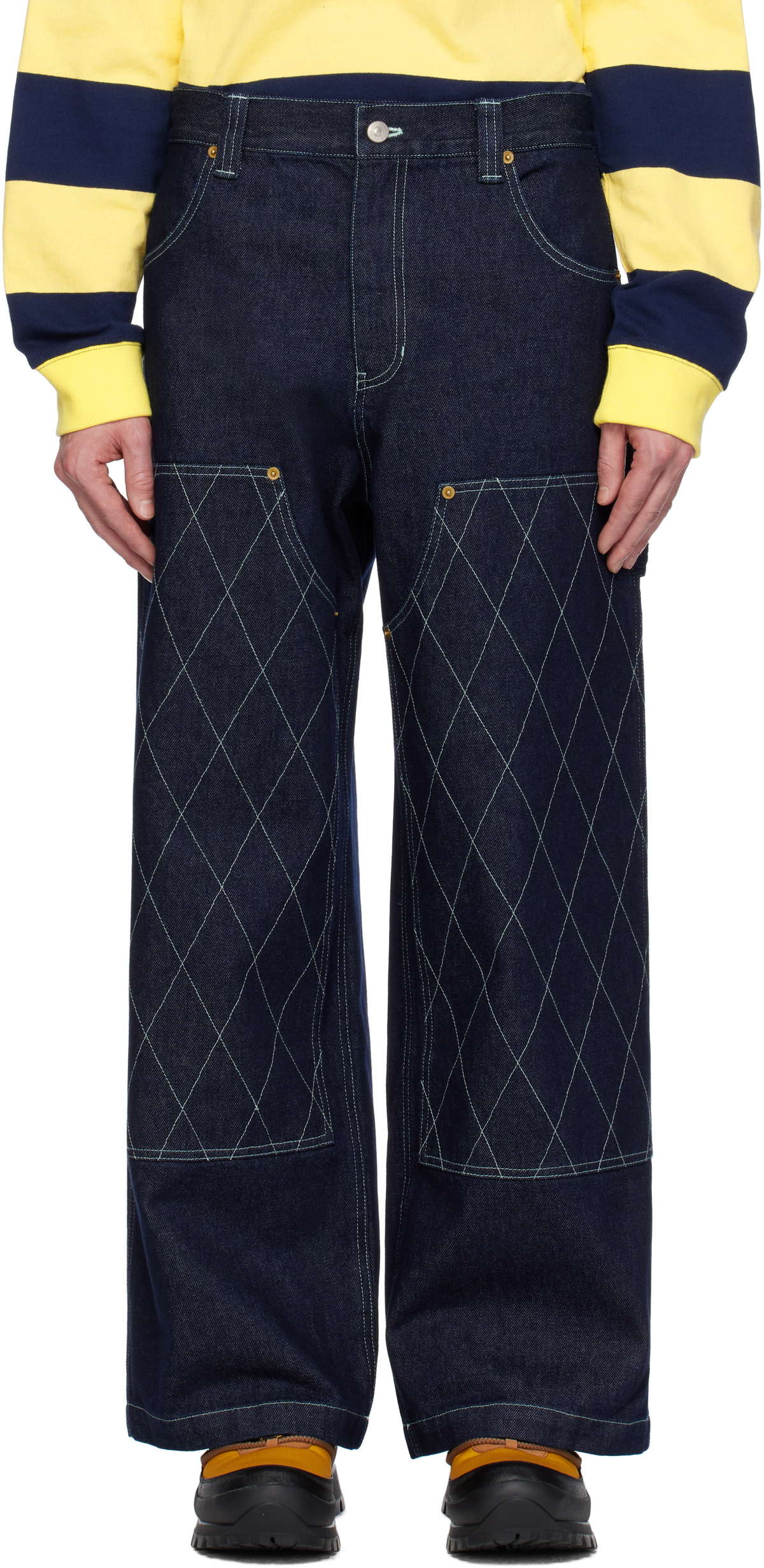 AFTER PRAY Navy Wide Carpenter Jeans