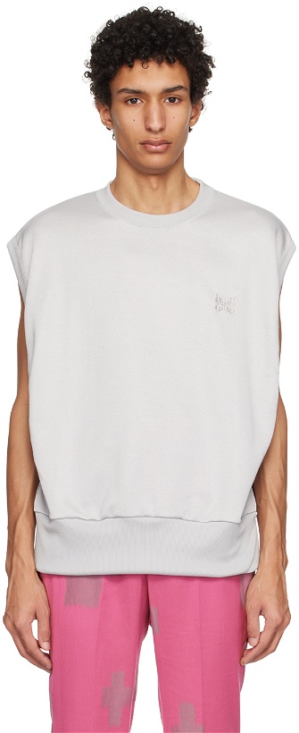 Photo: NEEDLES Gray Embroidered Tank Top