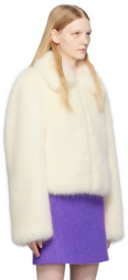 MSGM Off-White Hook-Eye Faux-Fur Jacket