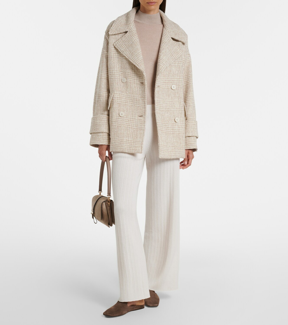 Eleventy Checked wool and alpaca-blend jacket