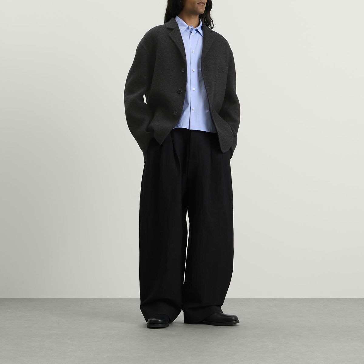 Jil Sander Men's Wool Double Faced Workwear Jacket in Magnet