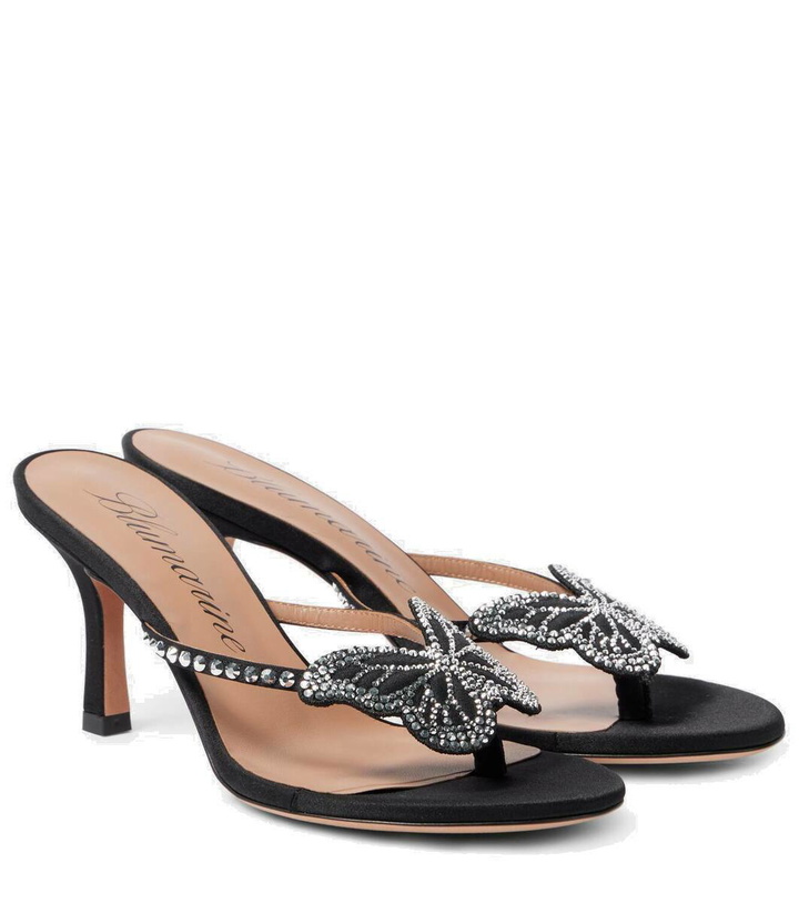 Photo: Blumarine Butterfly 75 embellished satin mules