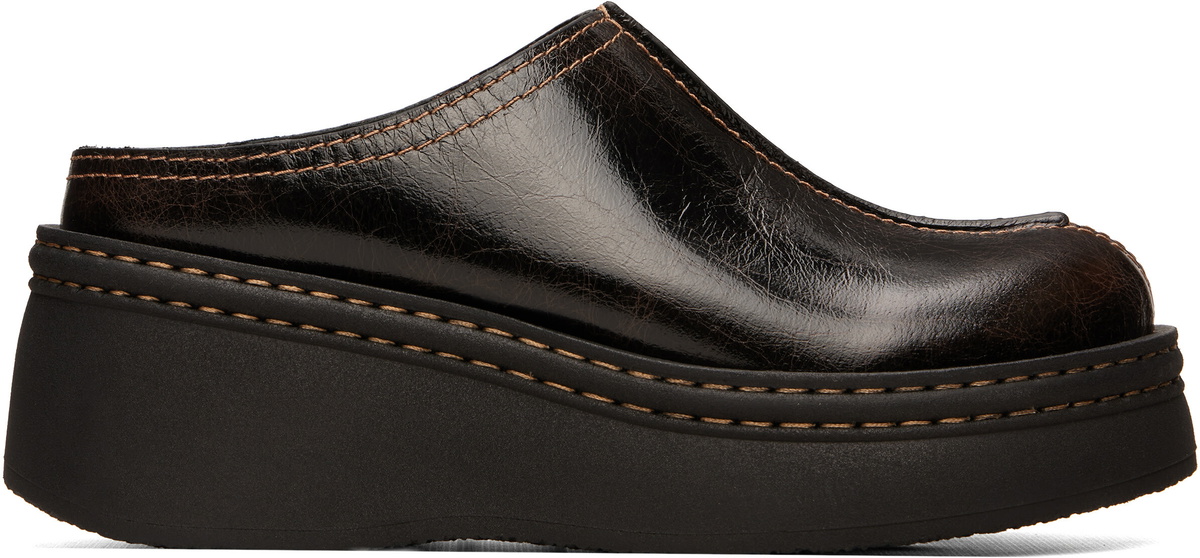 Miista Brown Mego Mule Flats