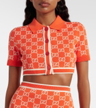Gucci GG cropped cotton jacquard cardigan