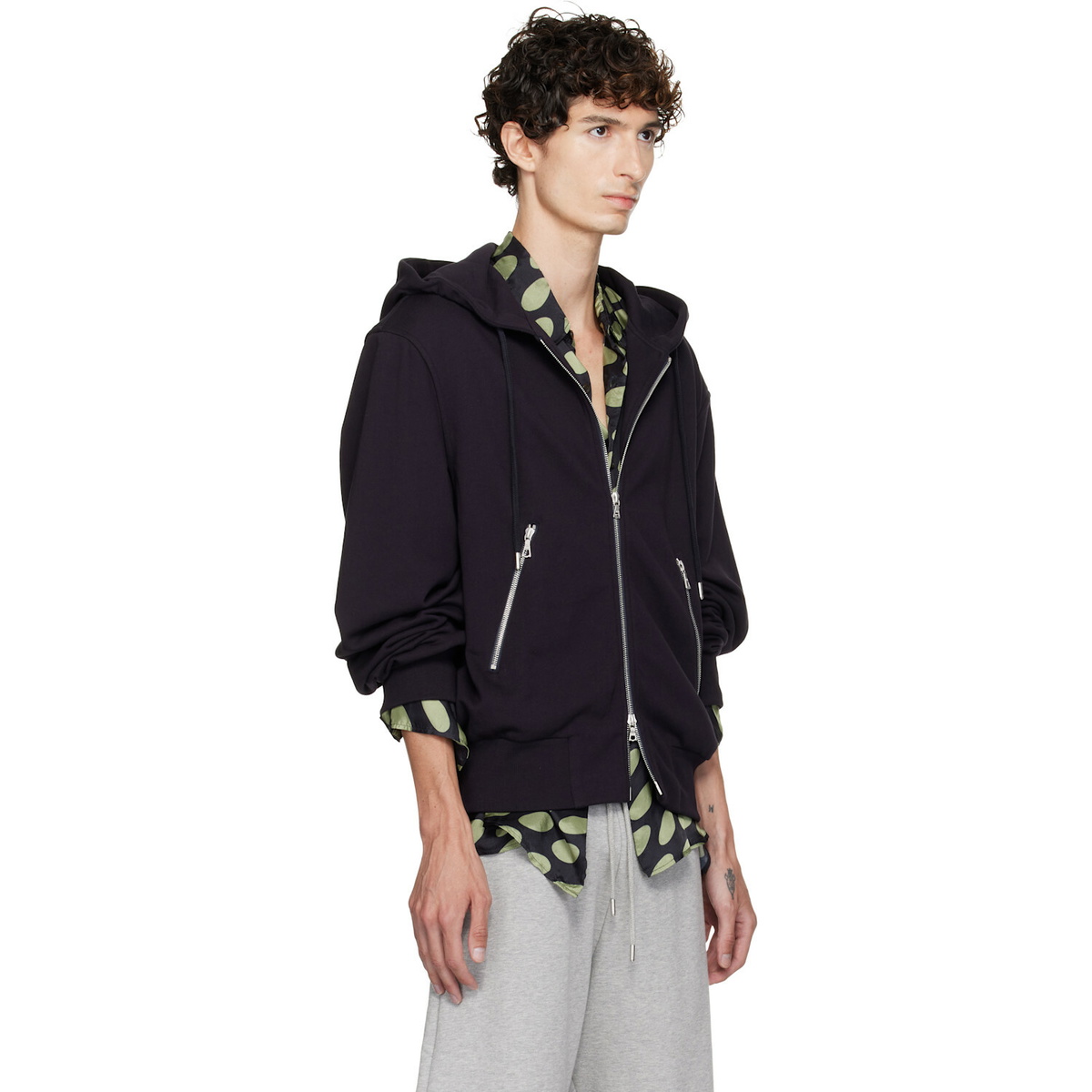 Dries Van Noten Navy Cotton Zip Hoodie