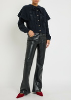 Frame Cape-effect Cable-knit Wool-blend Cardigan Navy