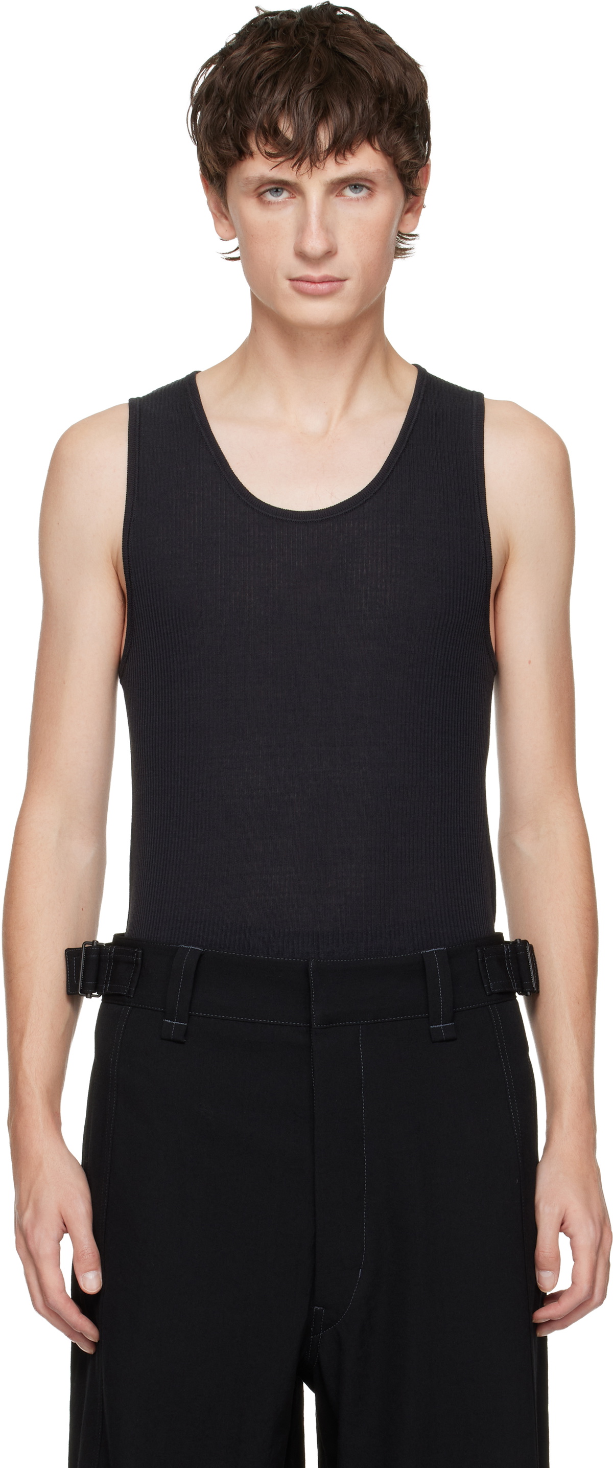 LEMAIRE Black Rib Cotton Jersey Tank Top Lemaire