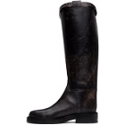 Ann Demeulemeester SSENSE Exclusive Black Distressed Buckle Riding Boots