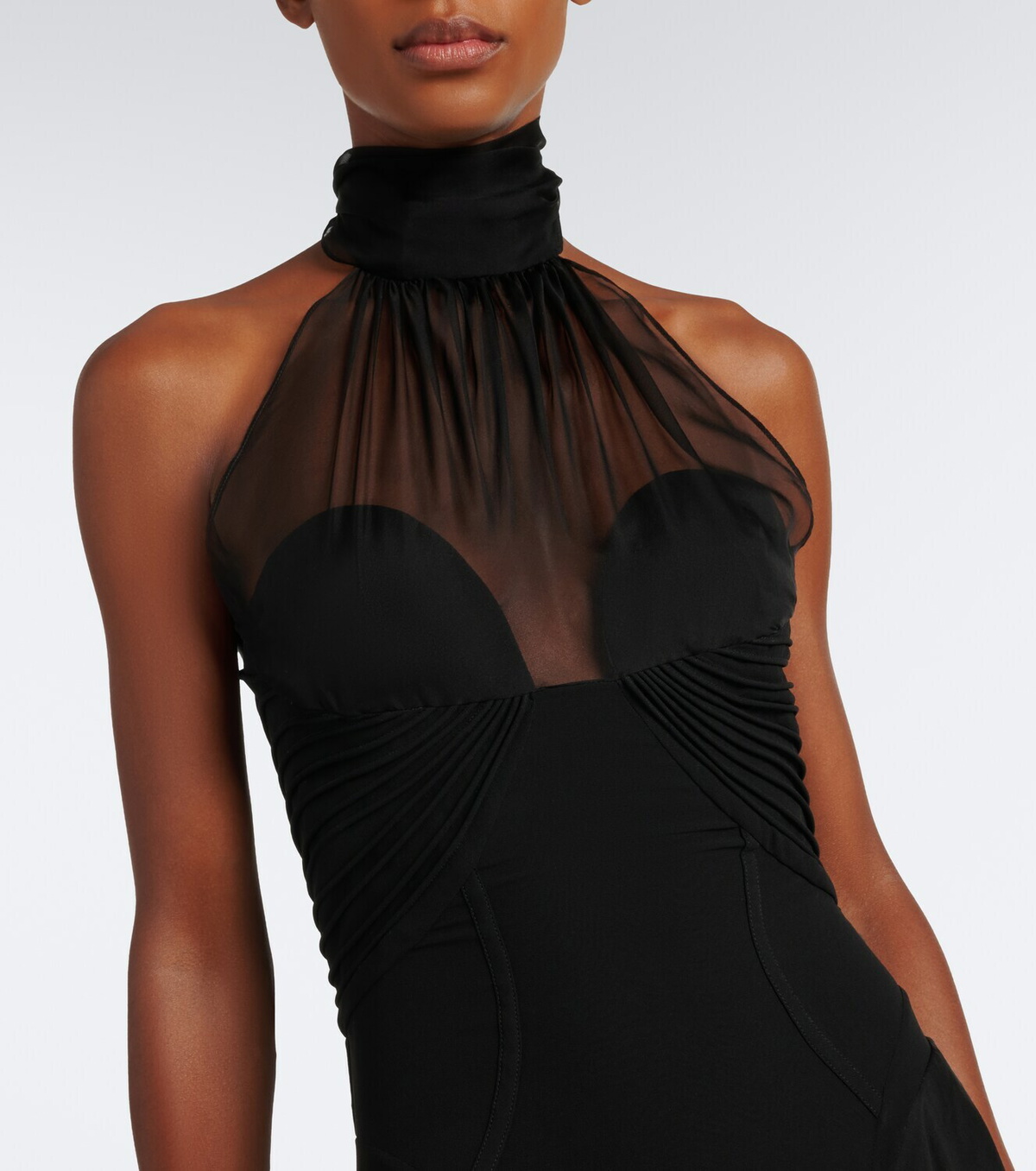 McQueen Halterneck silk georgette bustier gown