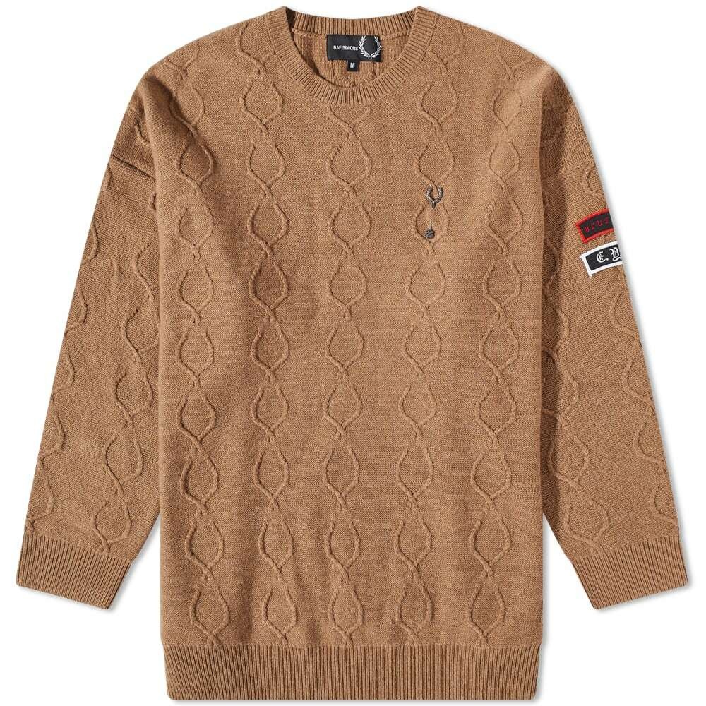 Fred Perry x Raf Simons Patched Oversized Jumper in Almond Fred Perry