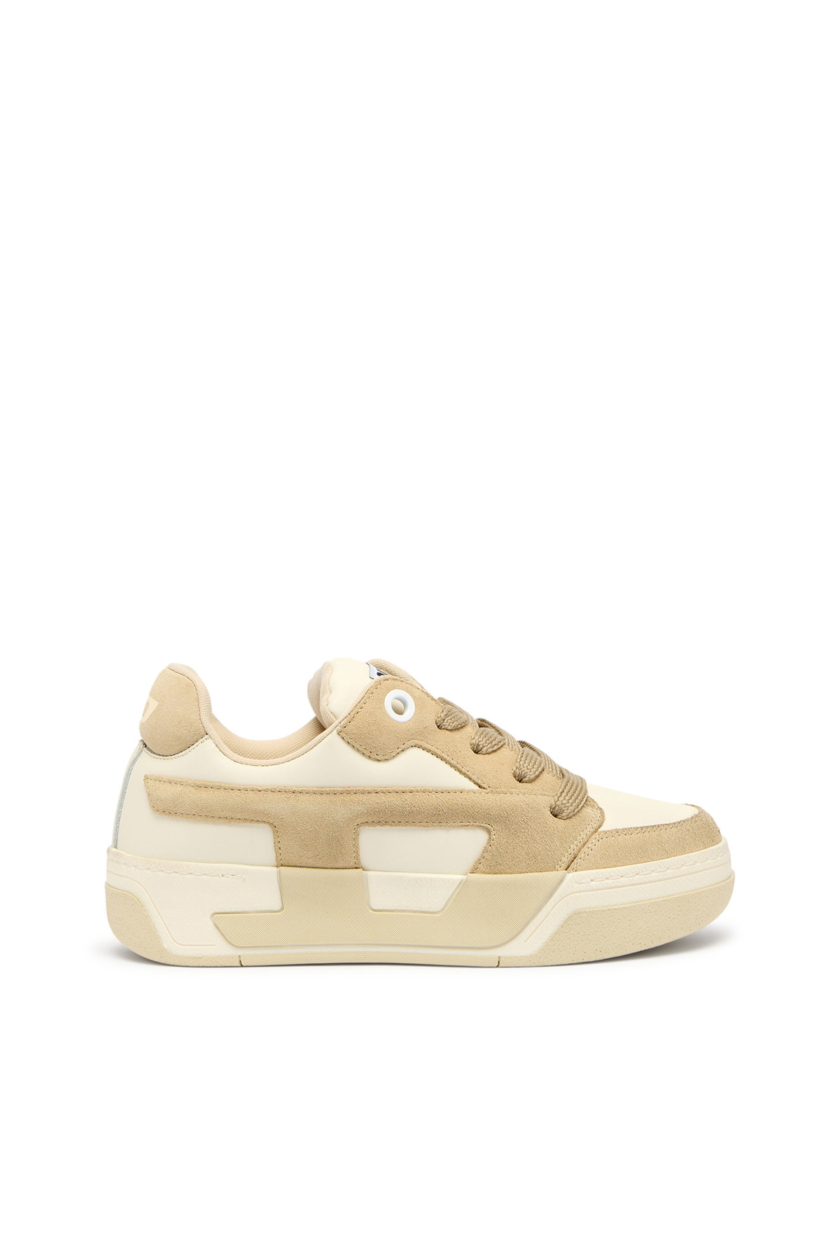 Diesel D-Ollie-Distressed sneakers in leather and suede - Sneakers Womens in Beige