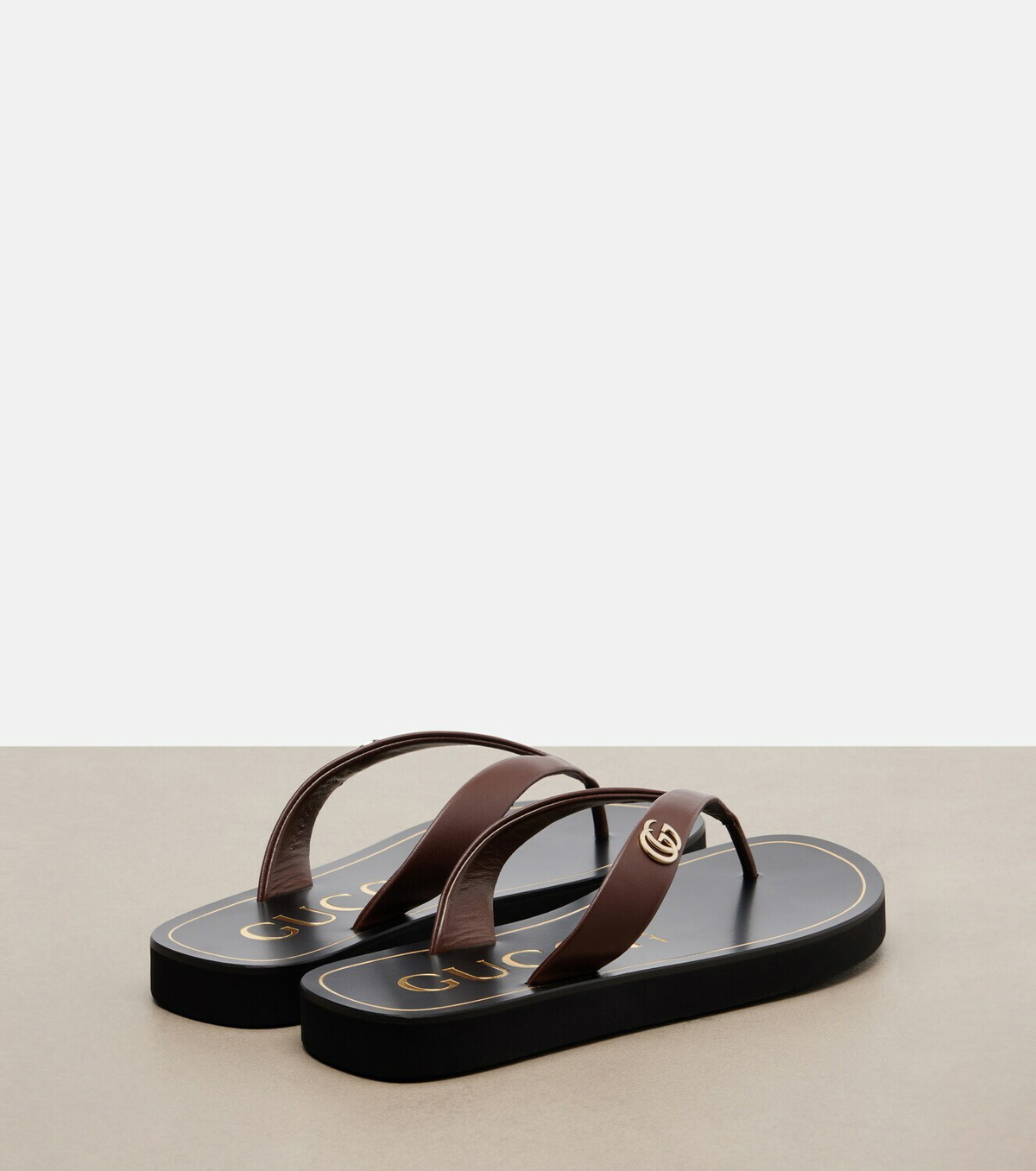 Gucci Mila Double G leather thong sandals