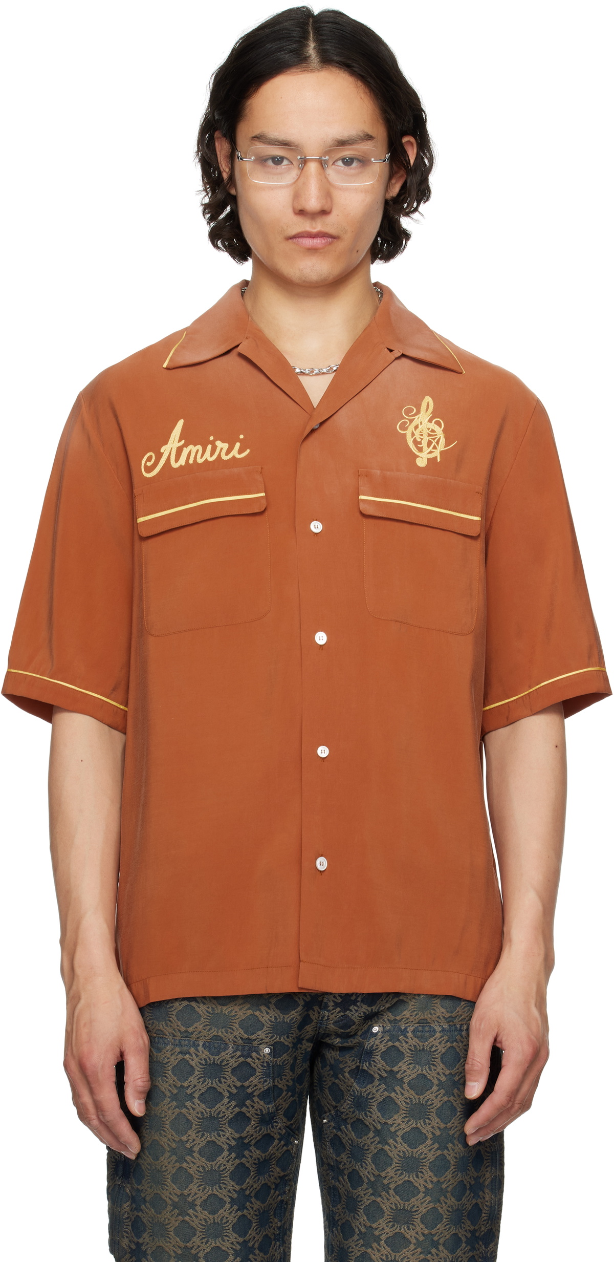 AMIRI Orange 'Saturday Night' Camp Shirt Amiri