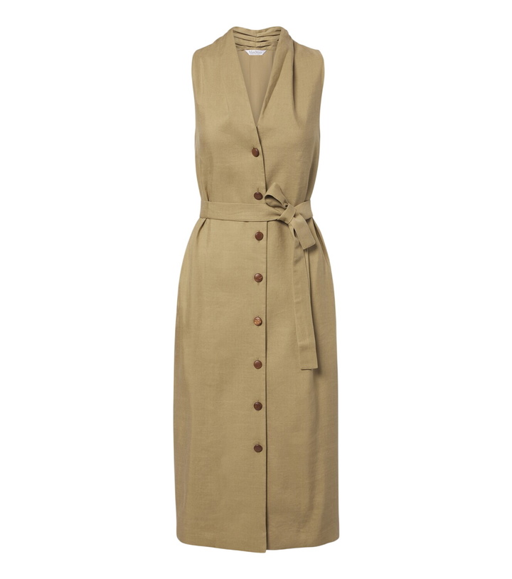 Photo: Max Mara Belted linen and silk midi dress