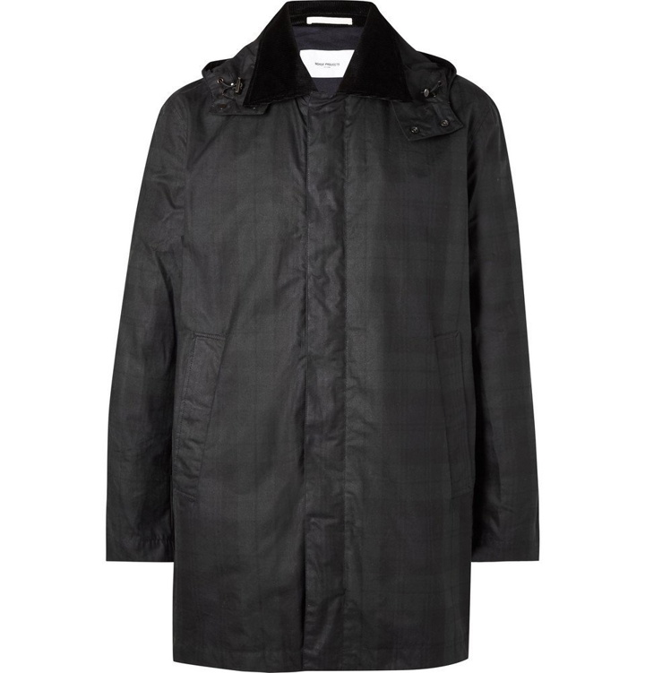 Photo: Norse Projects - Trondheim Corduroy-Trimmed Checked Waxed-Cotton Jacket - Men - Black