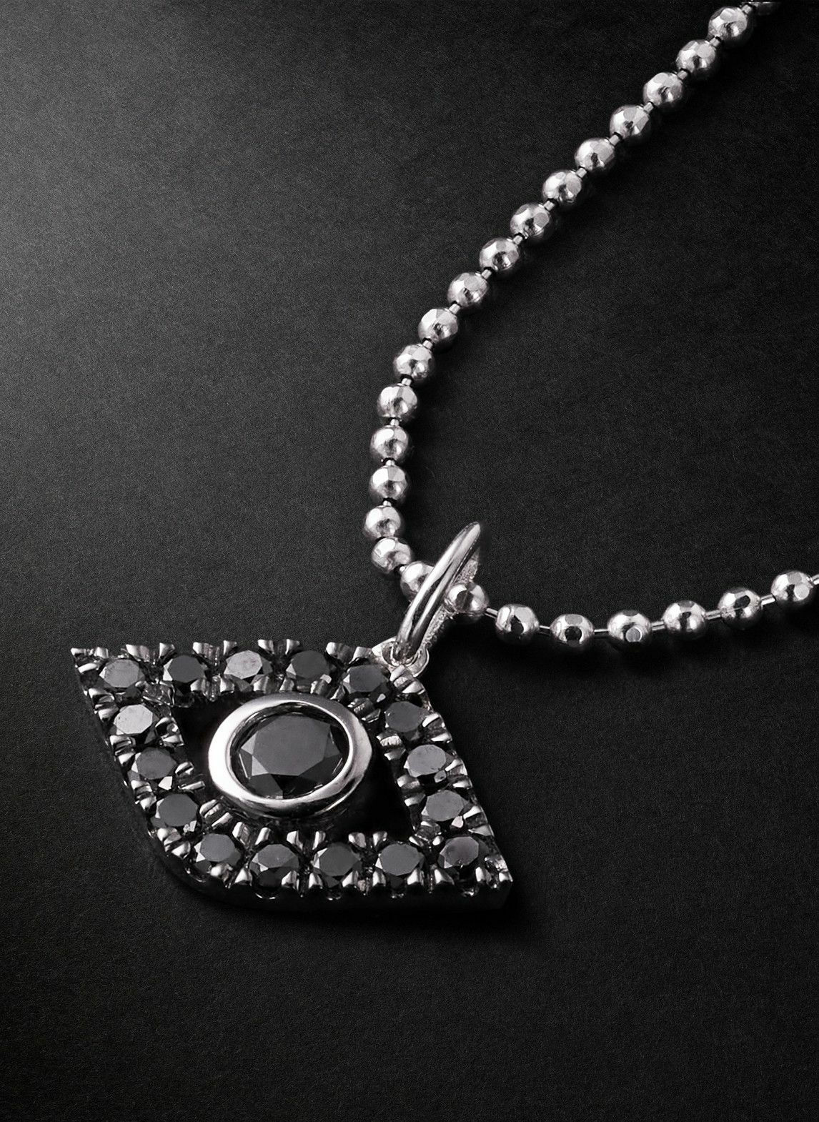 Sydney Evan - Evil Eye Rhodium-Plated Diamond Pendant Necklace