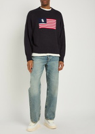 Cole Buxton Intarsia Fine-knit Cotton Jumper Navy