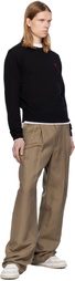 AMI Paris Black Wool Ami de Coeur Crew Neck Sweater