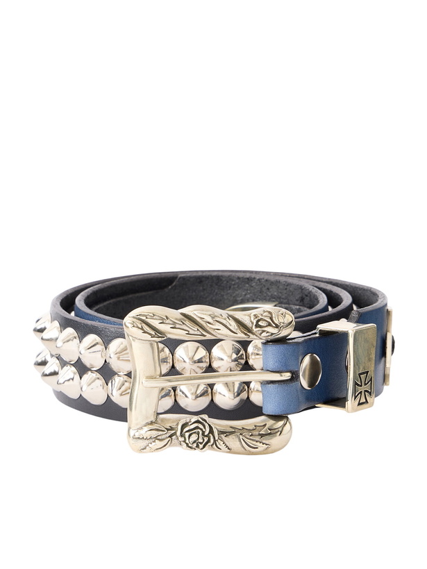 Photo: Enfants Riches Déprimés - 3.5cm Studded Leather Belt - Blue