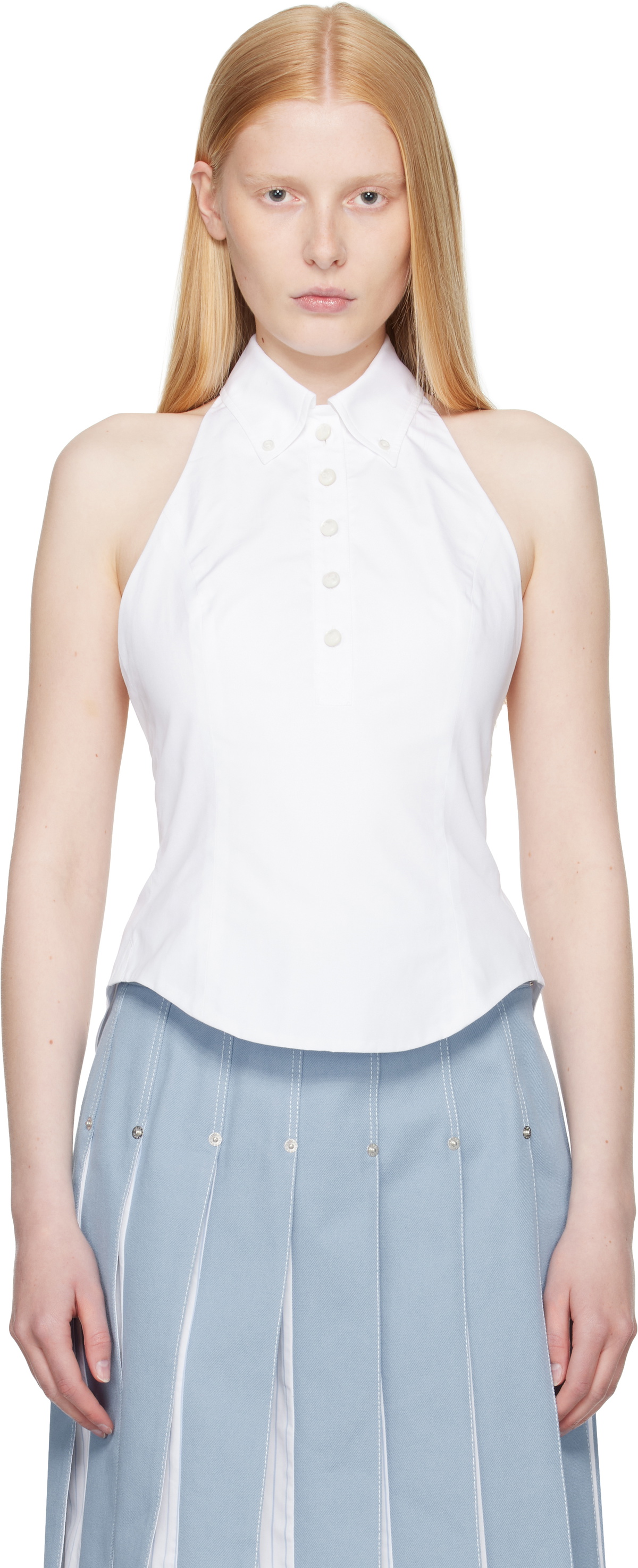 Thom Browne White Halter Top