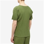 Homme Plissé Issey Miyake Men's Pleated T-Shirt in Olive Green