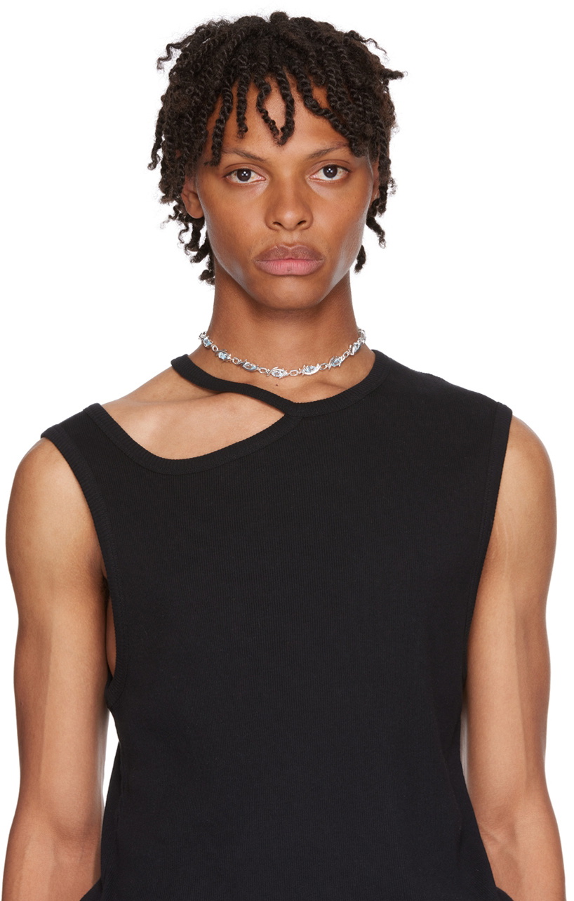 SWEETLIMEJUICE Silver & Blue Eryn Navette Choker