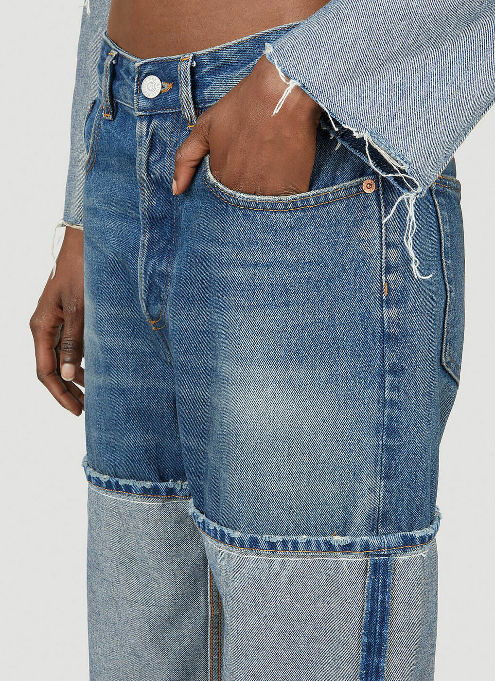MM6 Maison Margiela - Exaggerated Turn Up Jeans in Blue MM6