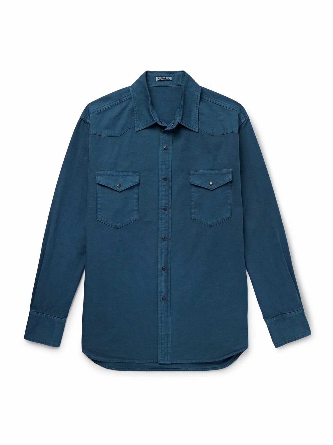Auralee - Cotton-Twill Western Shirt - Blue Auralee