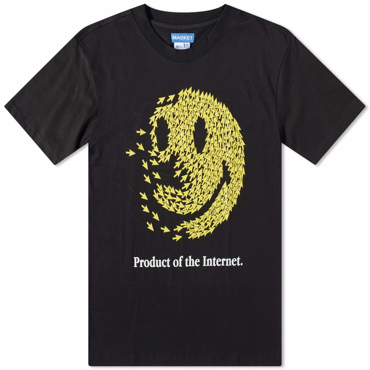 Photo: MARKET Men's Smiley Product Of The Internet T-Shirt in Black