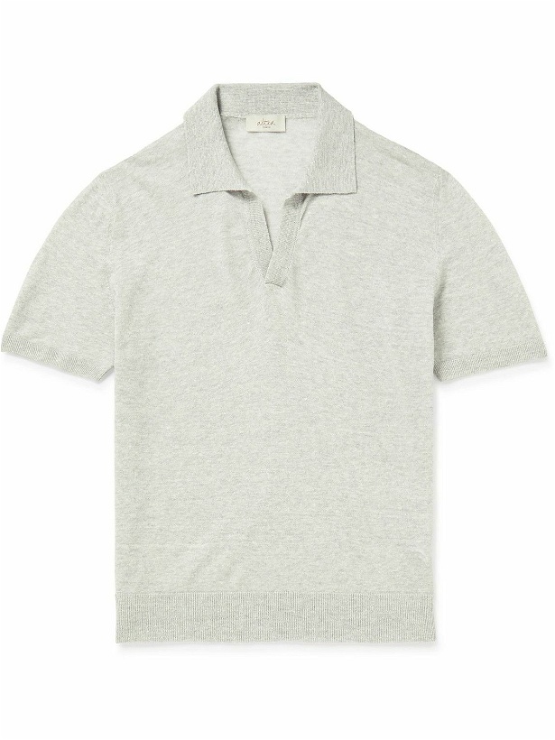 Photo: Altea - Slim-Fit Linen and Cotton-Blend Polo Shirt - Gray