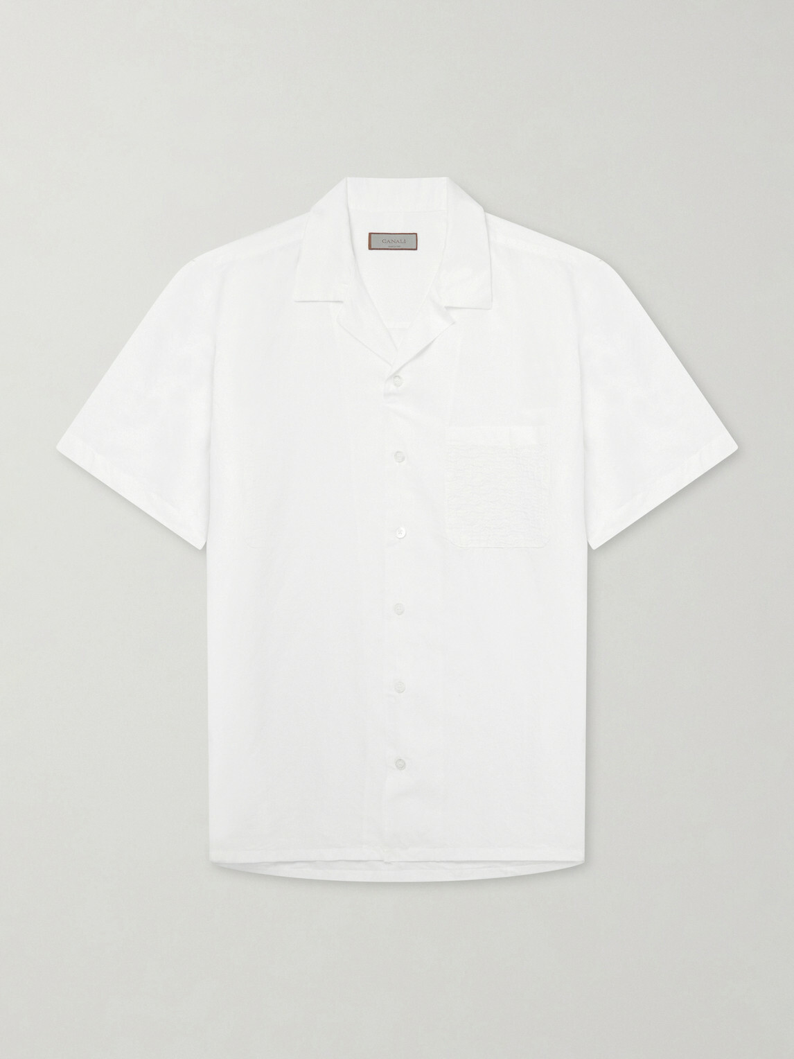 Canali - Camp-Collar Cotton and Linen-Blend Shirt - Neutrals