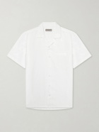 Canali - Camp-Collar Cotton and Linen-Blend Shirt - Neutrals