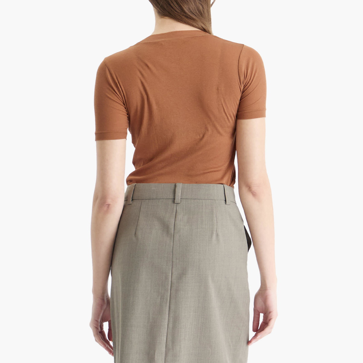 Auralee Women's Sheer Rib T-Shirt in Brown