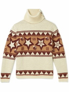 GUCCI - Logo-Intarsia Wool-Blend Rollneck Sweater - Neutrals