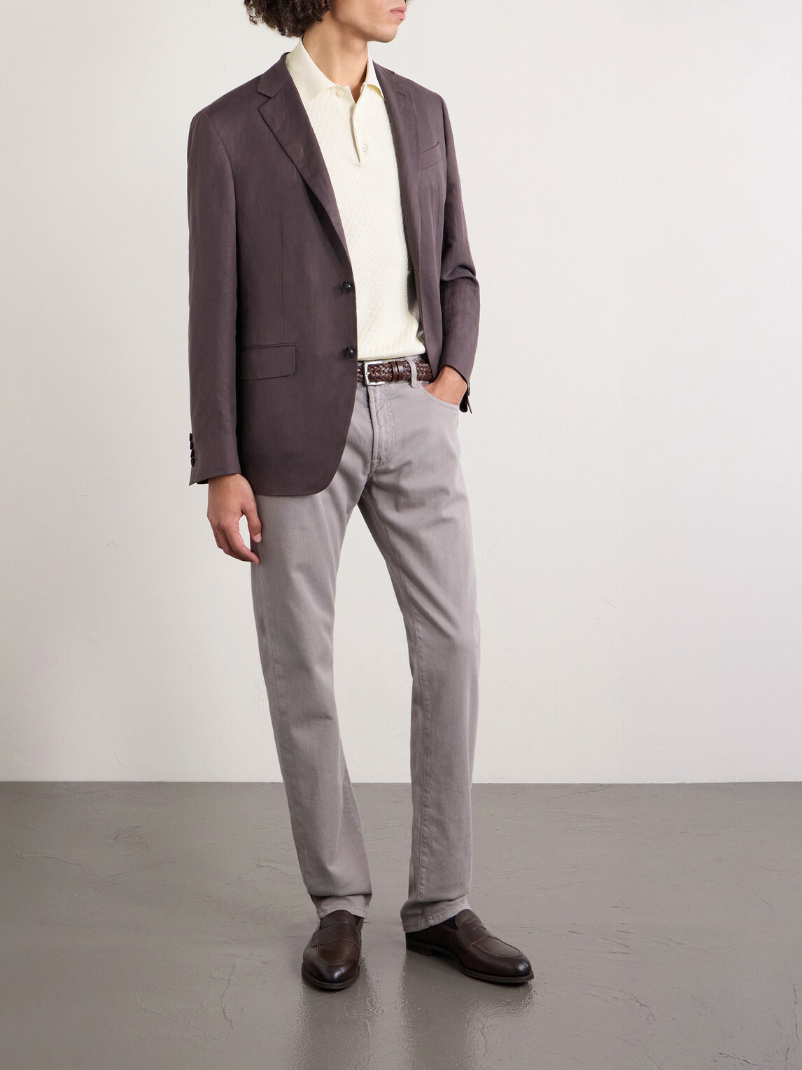 Canali - Cotton and Silk-Blend Polo Shirt - Neutrals