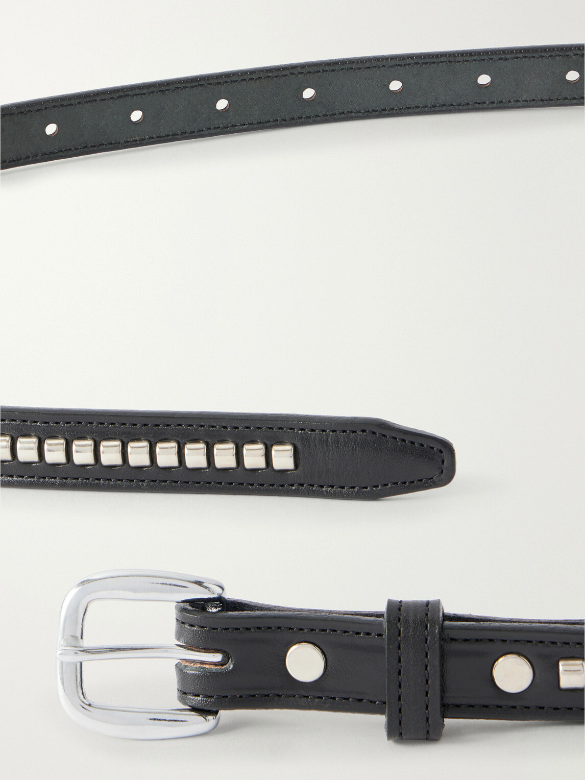 Monitaly - Extra Long Clincher 1.5cm Studded Leather Belt