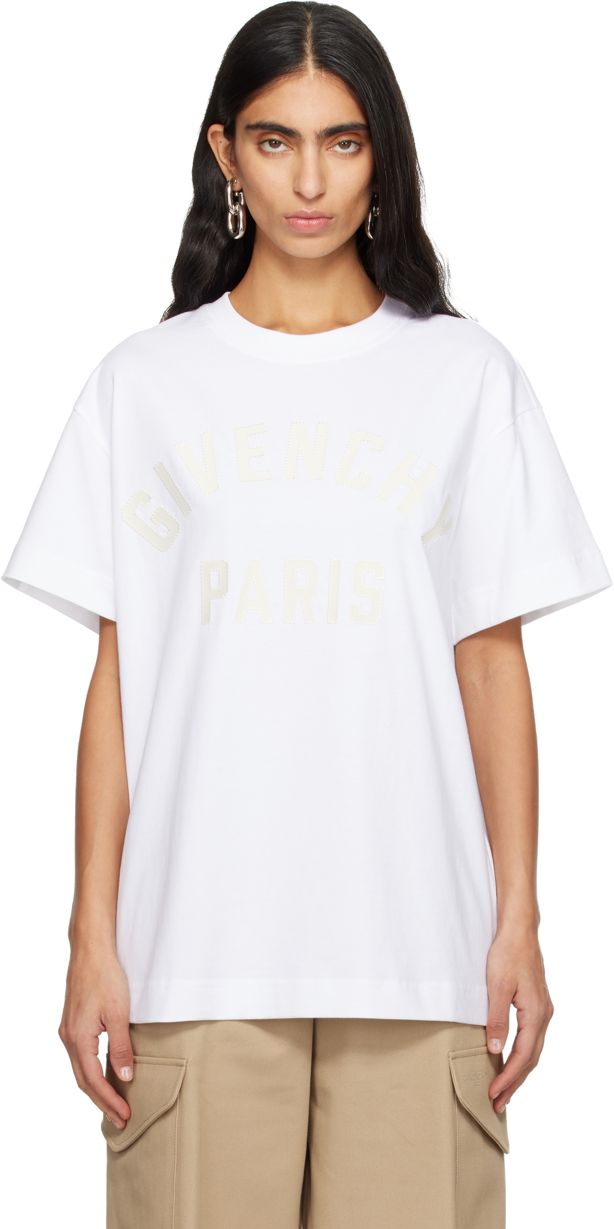Givenchy White 'Givenchy Paris' Boxy Fit T-shirt