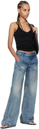 Fax Copy Express Blue '888' Low-Rise Loose Jeans