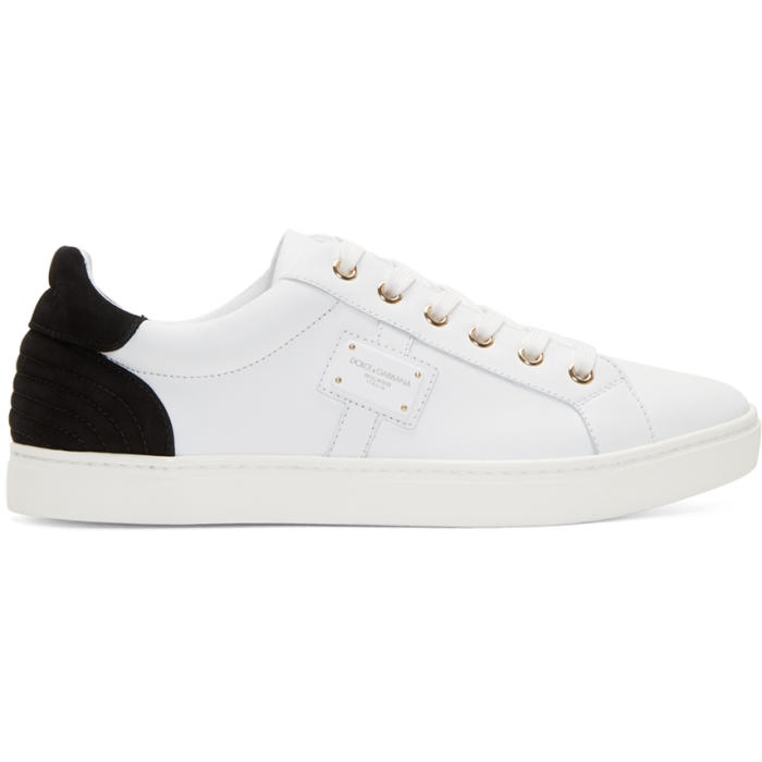 Photo: Dolce and Gabbana White Leather Sneakers 