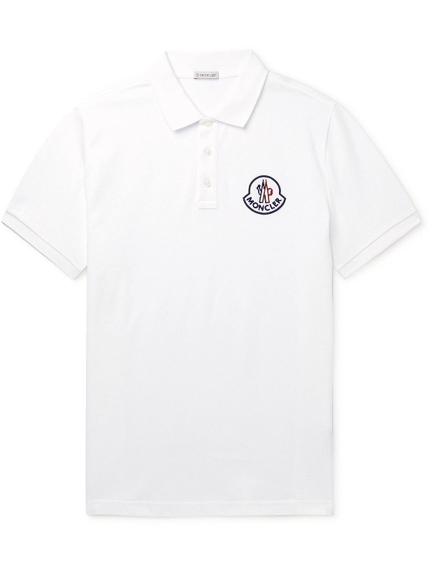 Photo: Moncler - Logo-Embroidered Cotton-Piqué Polo Shirt - White