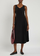 High Good Fortune Panelled Satin Midi Dress Black