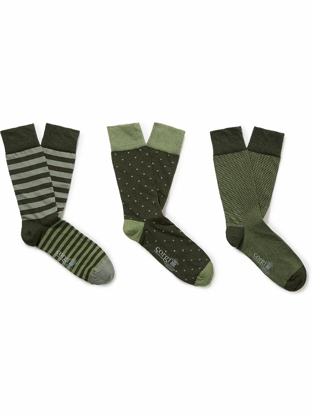 Photo: Kingsman - Set of Three Jacquard-Knit Cashmere Socks - Green