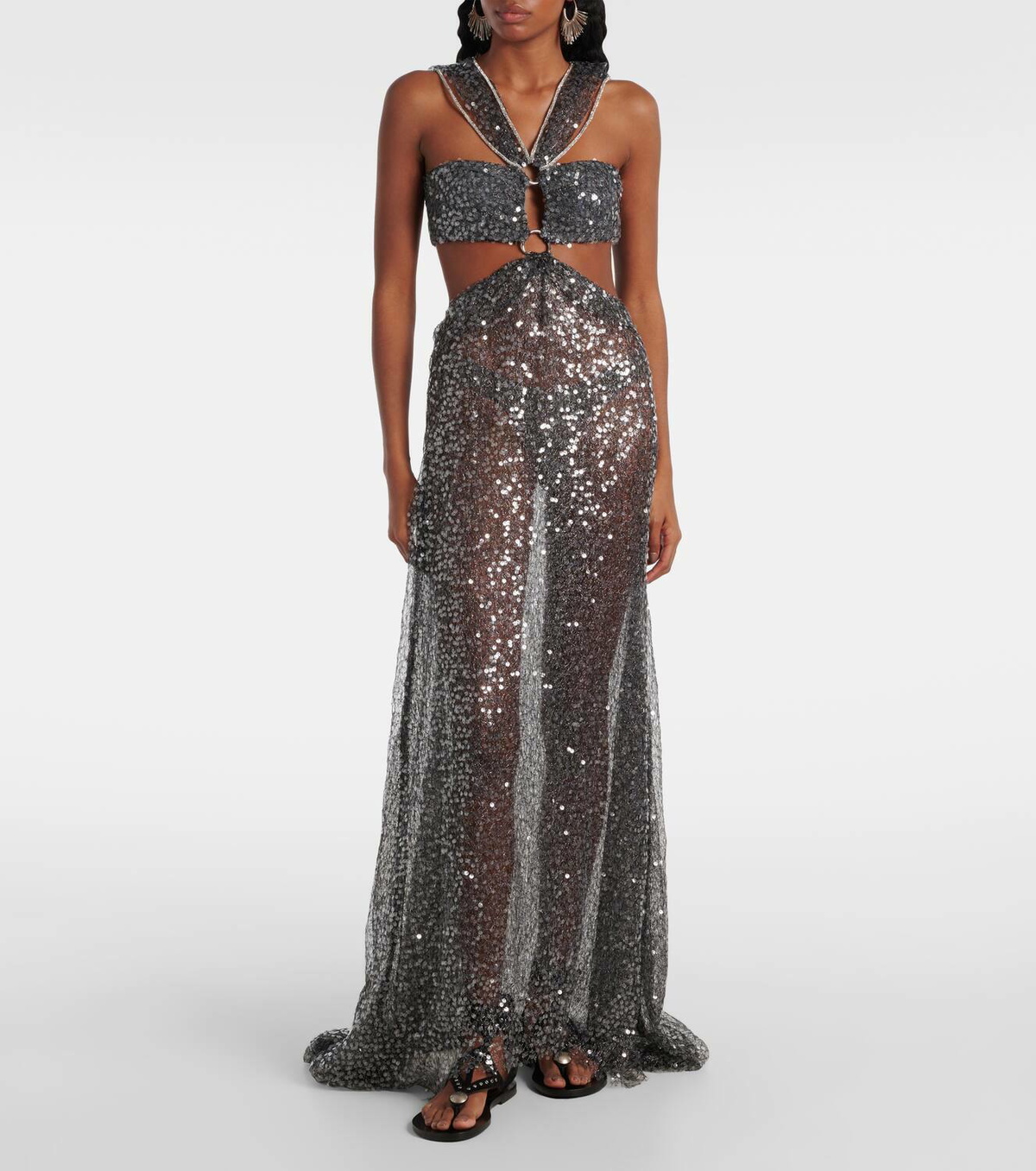 Isabel Marant Dalie sheer sequined cutout gown Isabel Marant