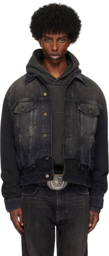 Photo: GUESS USA Black Distressed Denim Jacket