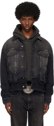GUESS USA Black Distressed Denim Jacket