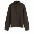 Maison Margiela Men's Wool Distress Half Zip Knit in Brown