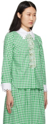 Anna Sui Green & White Gingham Shirt